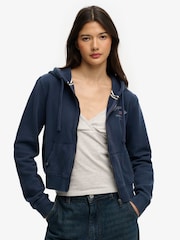 Superdry Blue Athletic Essential Relaxed Crop Hoodie - Image 2 of 5