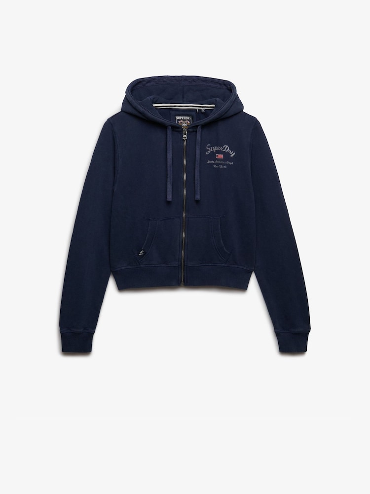 Superdry Blue Athletic Essential Relaxed Crop Hoodie - Image 5 of 5