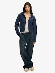 Superdry Blue Athletic Essentials Cropped Zip Hoodie - Image 6 of 9