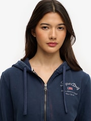 Superdry Blue Athletic Essentials Cropped Zip Hoodie - Image 7 of 9