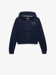 Superdry Blue Athletic Essentials Cropped Zip Hoodie - Image 8 of 9