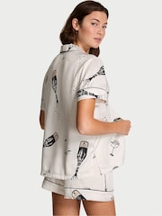 Victoria's Secret Coconut White Champagne Bottles Satin Short Pyjamas Set - Image 2 of 2