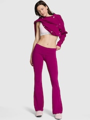 Victoria's Secret PINK Magenta Purple Foldover Flares Leggings - Image 1 of 3