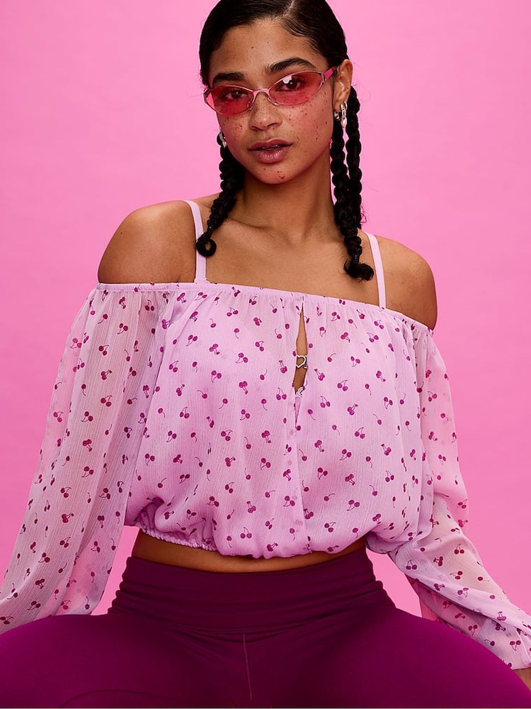 Victoria's Secret PINK Magenta Purple Foldover Flares Leggings - Image 3 of 3