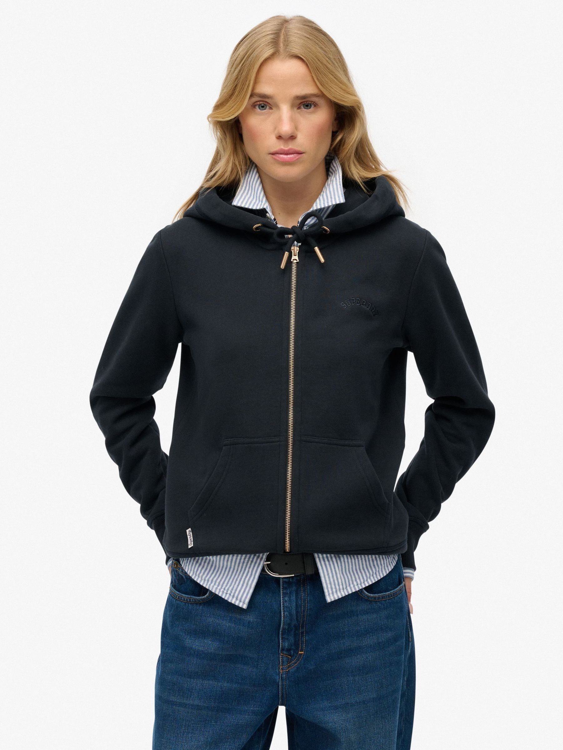 Buy Superdry Navy Blue Essential Logo Zip Hoodie from Next South