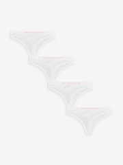 Victoria's Secret White Thong 4 Pack Logo Knickers - Image 1 of 3