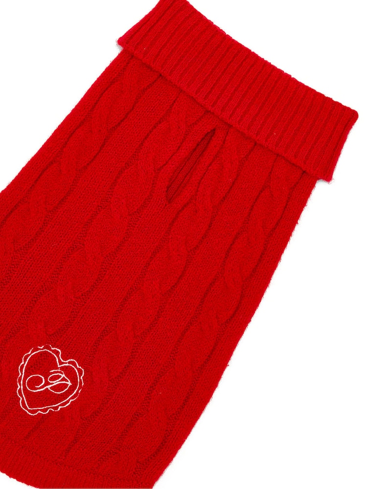 Victoria's Secret Pink Bright Vermillion Red Cable Knit Pet Jumper - Image 3 of 3 Victoria's Secret Pink Bright Vermillion Red Cable Knit Pet Jumper - Image 3 of 3