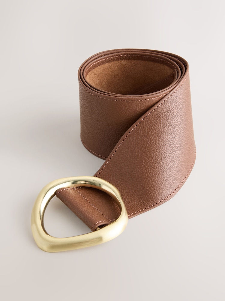 Marron fauve - Large ceinture en cuir - Image 5 sur 5