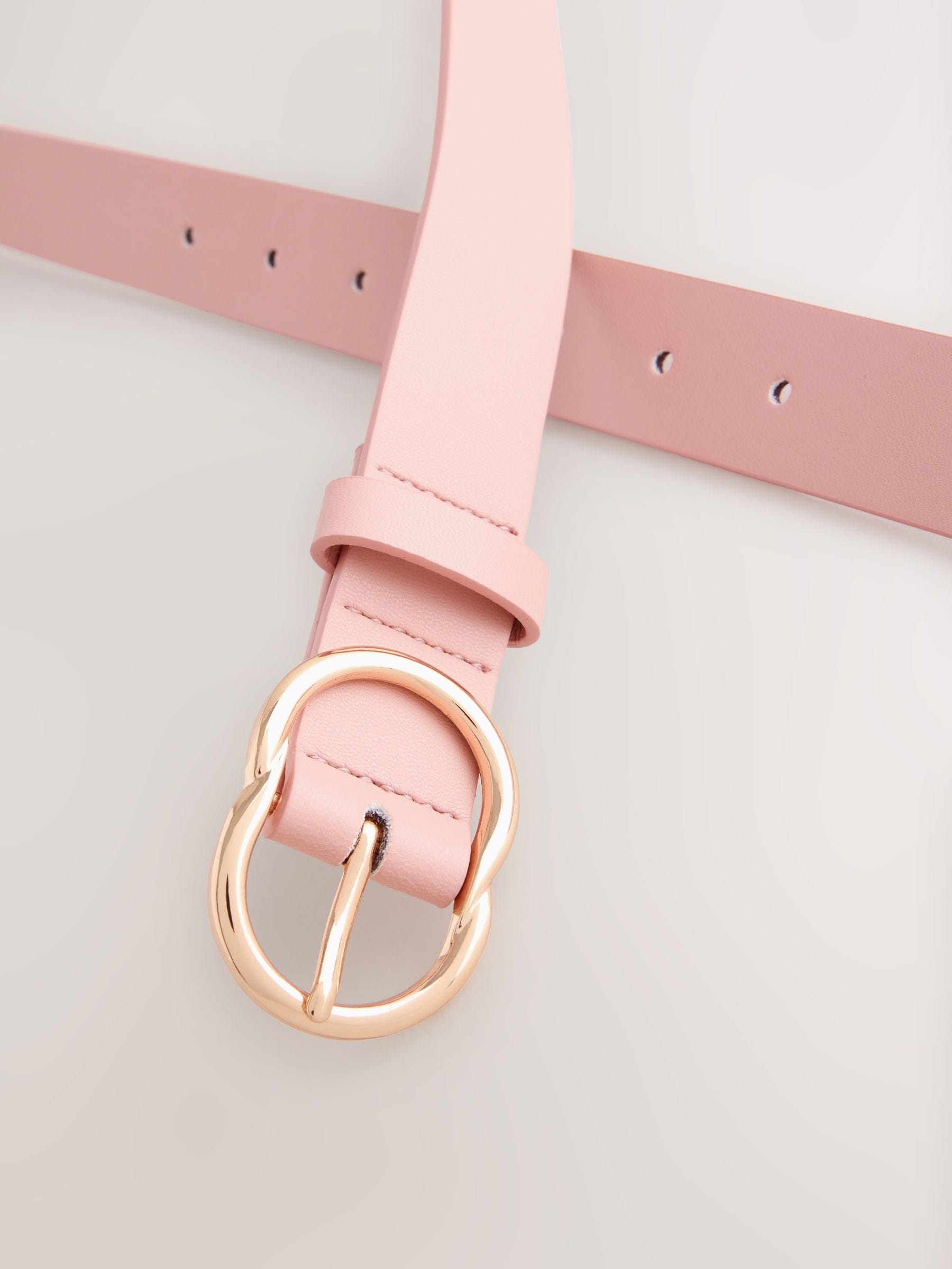 Costume National Light Pink Leather Wide Waist Round Buckle Women\'s Belt NicoBlu® Tinsley Leather Belt in Croc-Embossed Blush Pink main image 4