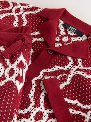Burgundy Red Textured Knitted Polo Shirt and Shorts Set (3-16yrs) - Image 15 of 15