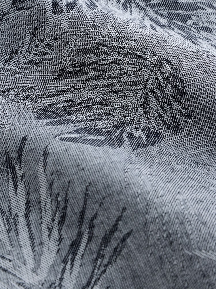 Indigo Blue Jacquard Short Sleeve Jacket with Linen - Image 2 of 3