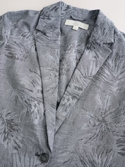 Indigo Blue Jacquard Short Sleeve Jacket with Linen - Image 3 of 3