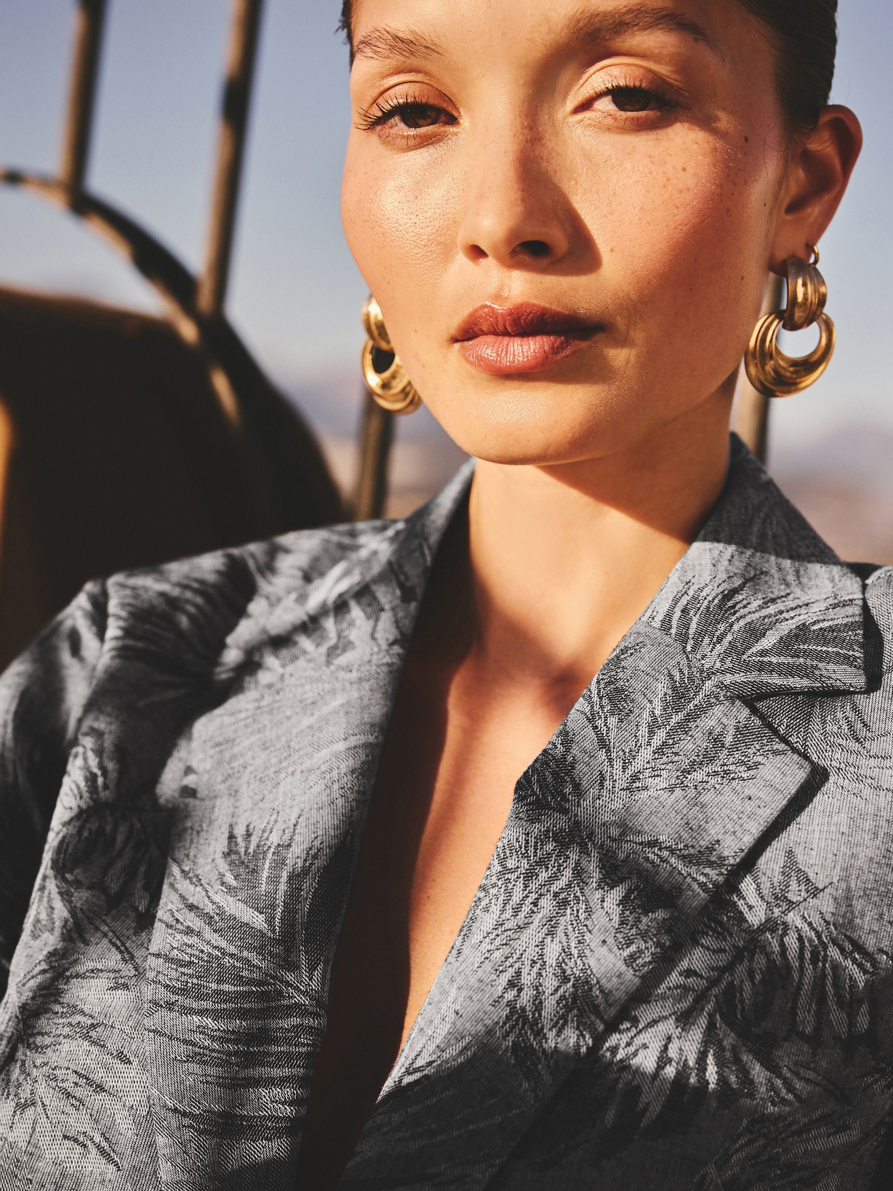 Buy Blue Jacquard Short Sleeve Jacket with Linen from Next USA