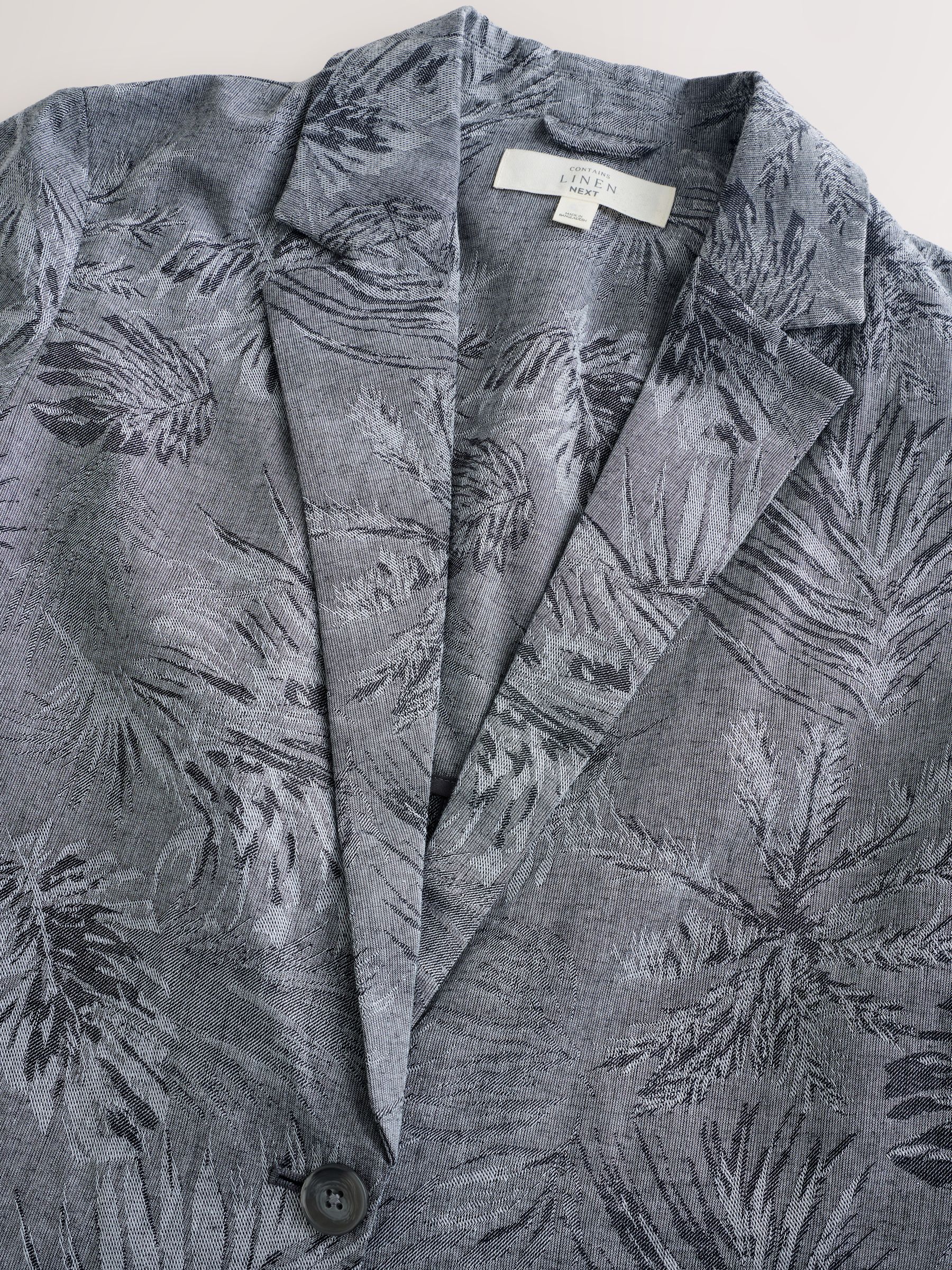 Buy Blue Jacquard Short Sleeve Jacket with Linen from Next USA