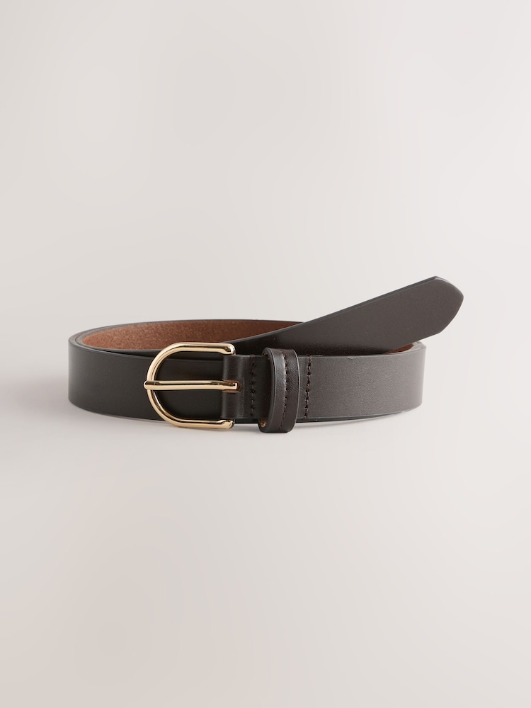 Chocolate Brown Regular Leather Belt - Image 1 of 3