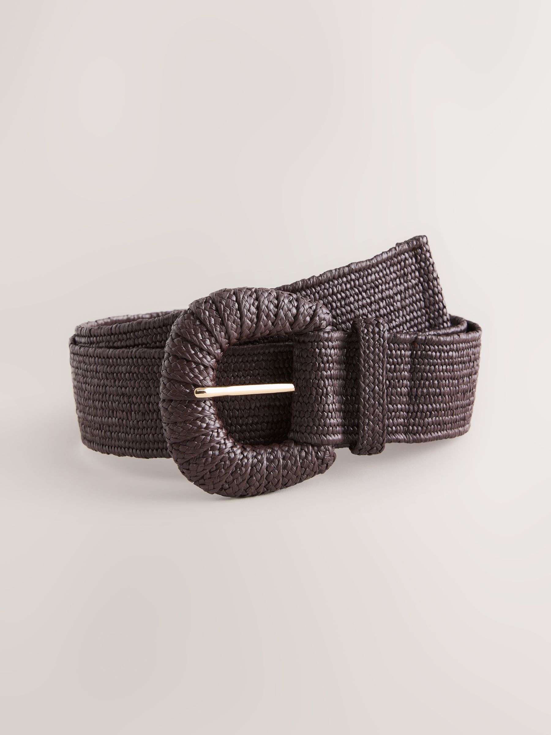 Buy Chocolate Brown Wide Raffia Effect Belt from Next USA