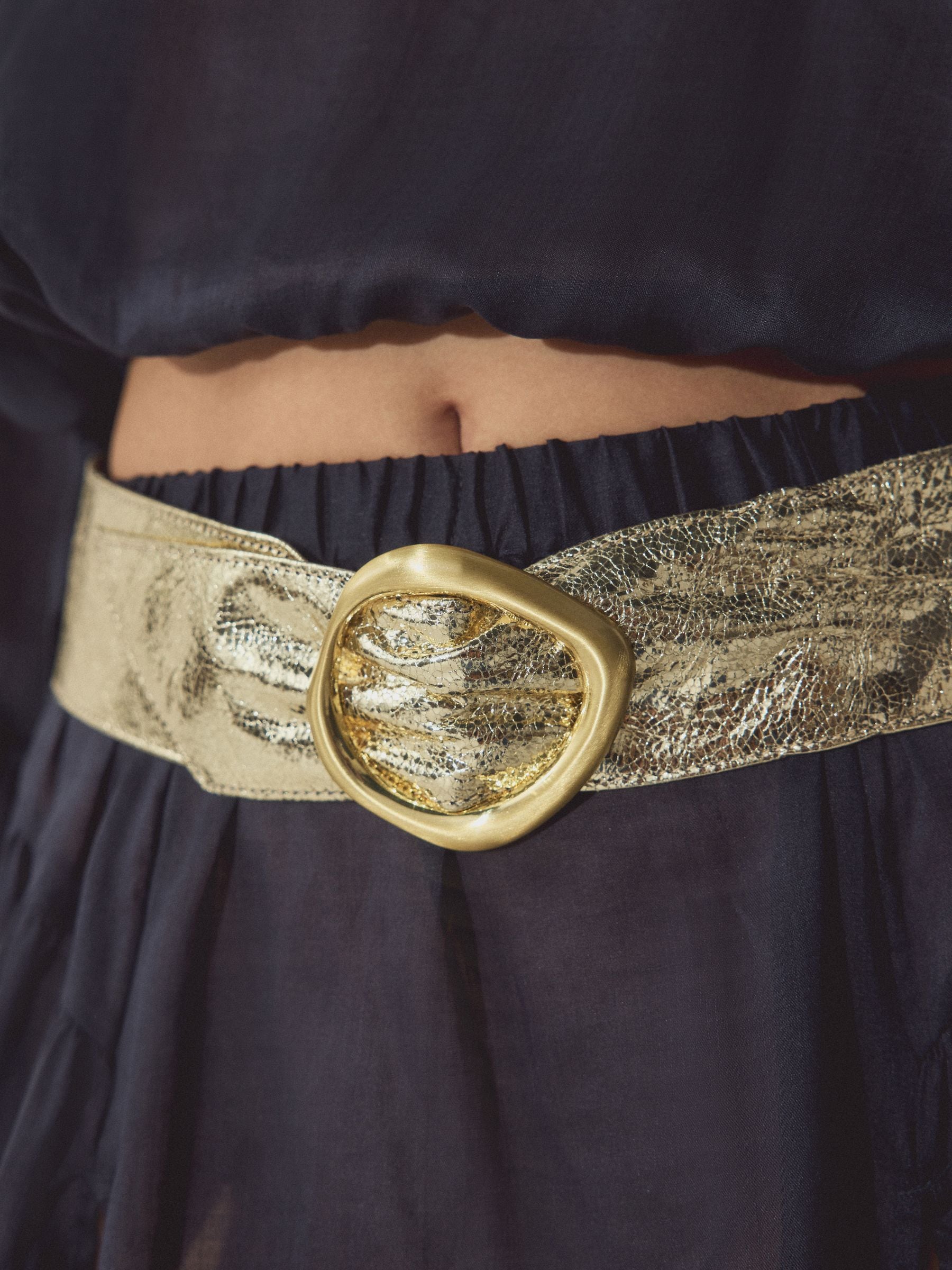 Buy Gold Wide Leather Sash Belt from Next USA
