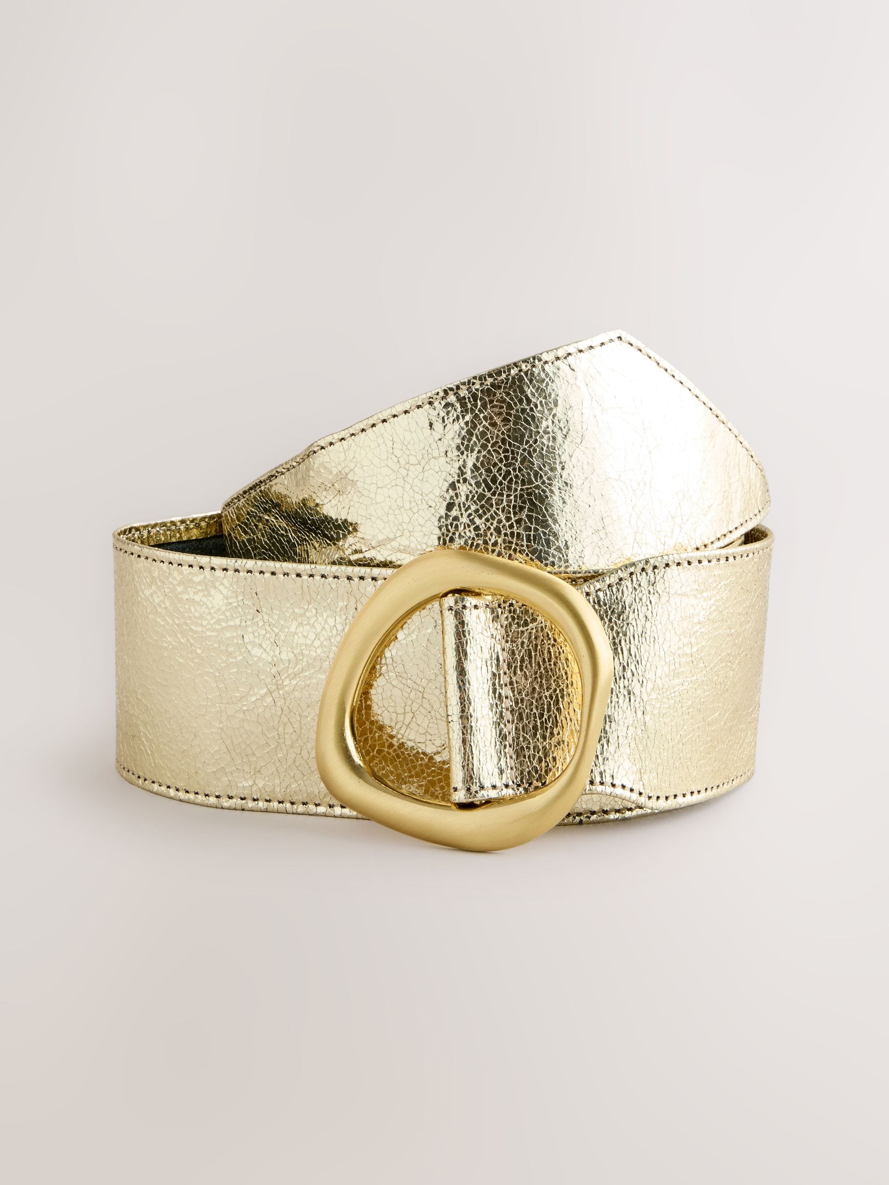 Buy Gold Wide Leather Sash Belt from Next USA