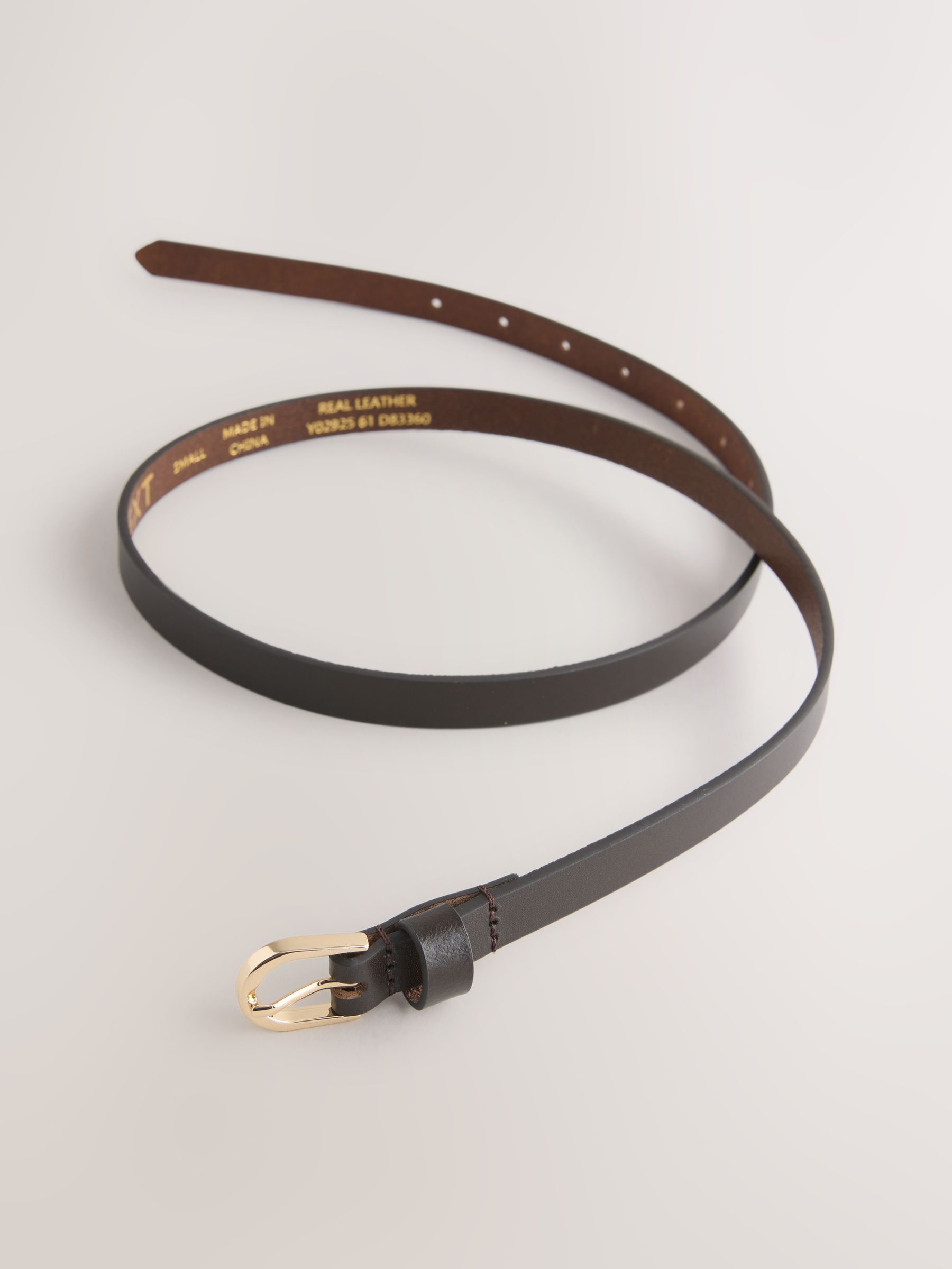 Buy Chocolate Brown Skinny Leather Belt from Next USA