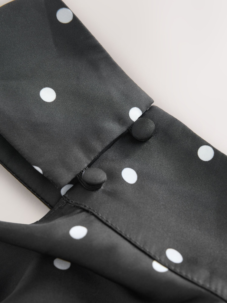 Navy Polka Dot Satin Halter Top - Image 2 of 4 Navy Polka Dot Satin Halter Top - Image 2 of 4