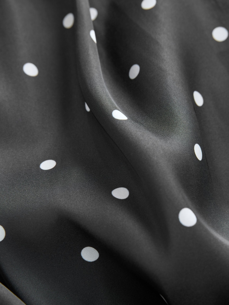 Navy Polka Dot Satin Halter Top - Image 4 of 4 Navy Polka Dot Satin Halter Top - Image 4 of 4