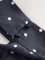 Navy Blue Polka Dot Polka Dot Satin Halter Top - Image 7 of 9