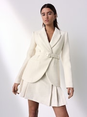 Ecru Tabitha Simmons X NEXT Boucle Belted Blazer - Image 1 of 7