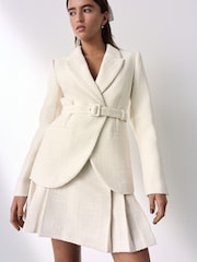Ecru Tabitha Simmons X NEXT Boucle Belted Blazer - Image 3 of 7