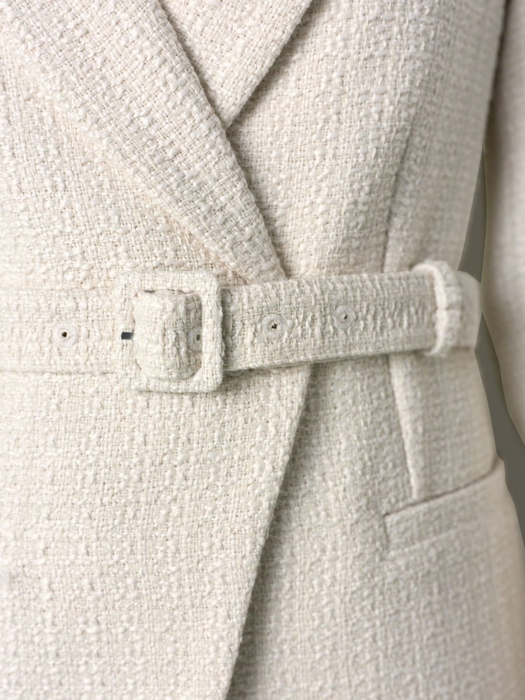 Ecru Tabitha Simmons X NEXT Boucle Belted Blazer - Image 7 of 7