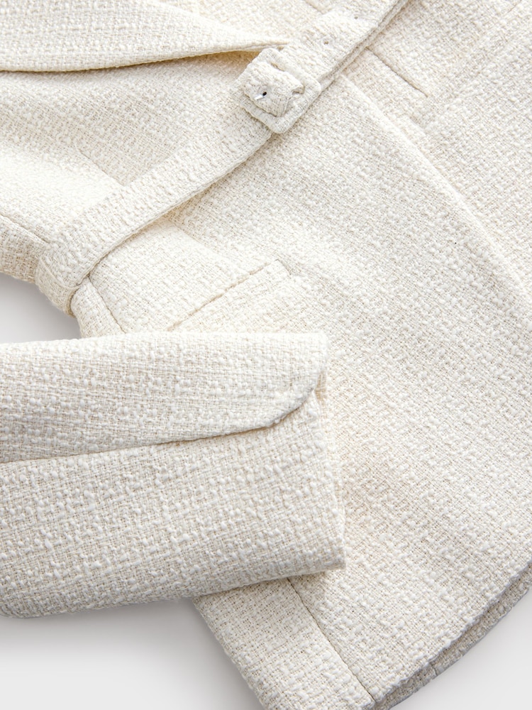 Ecru - Tabitha Simmons X NEXT Boucle Belted Blazer - 8න් 8 වන රූපය