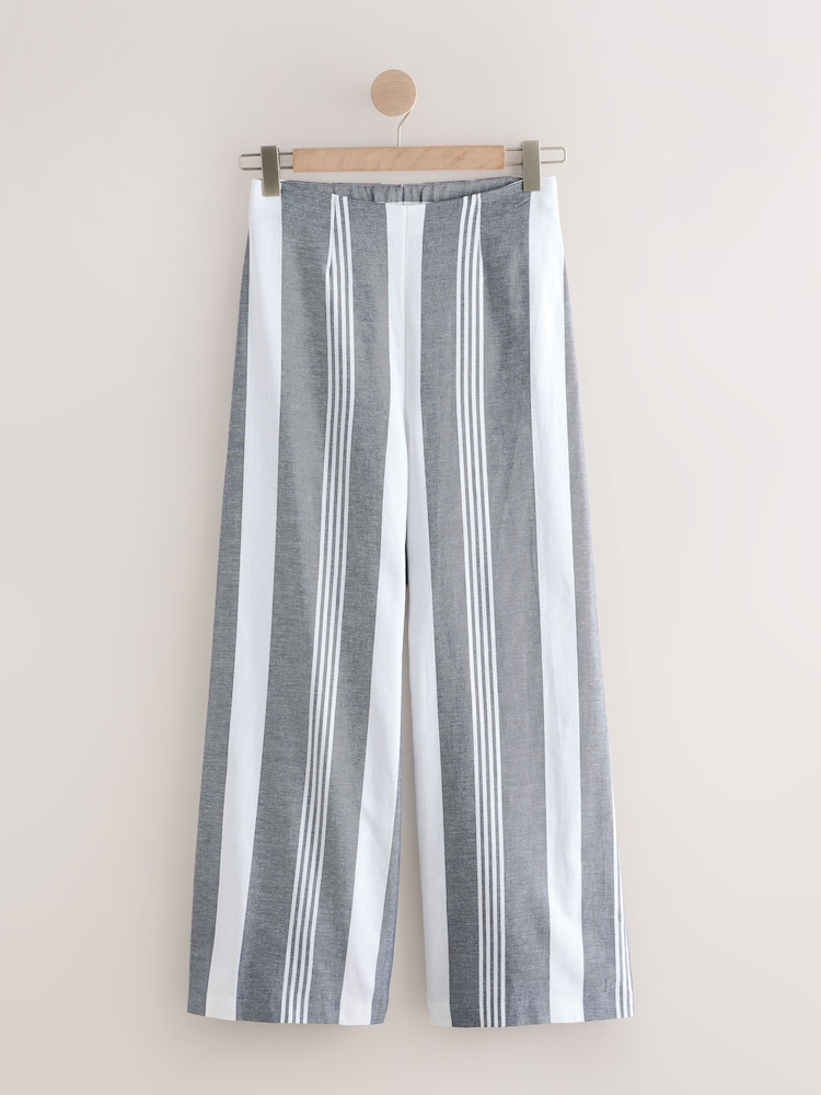 Navy Blue/White Stripe N. Premium Wide Leg Trousers - Image 1 of 3