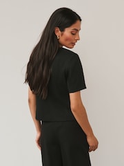 Black Tailored Short Sleeve Top - Image 3 of 4