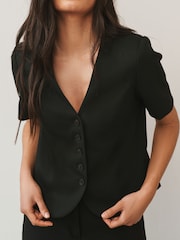 Black Tailored Short Sleeve Top - Image 4 of 4