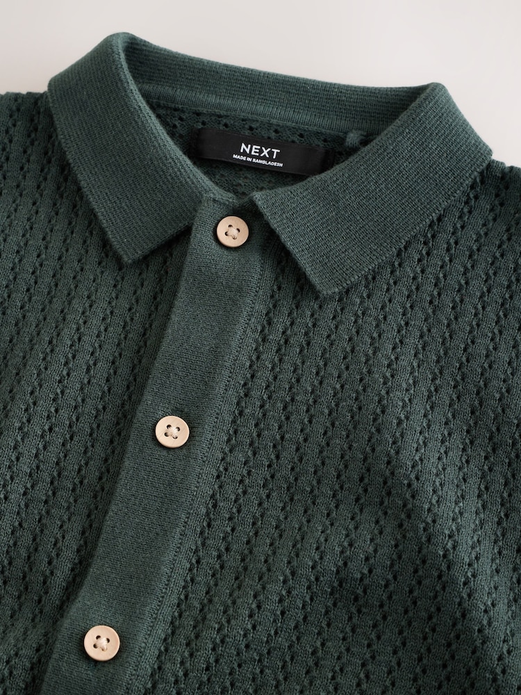 ירוק יער - חולצת פולו מכופתרת סרוגה (גיל 3 עד 16) - תמונה 5 מתוך 5