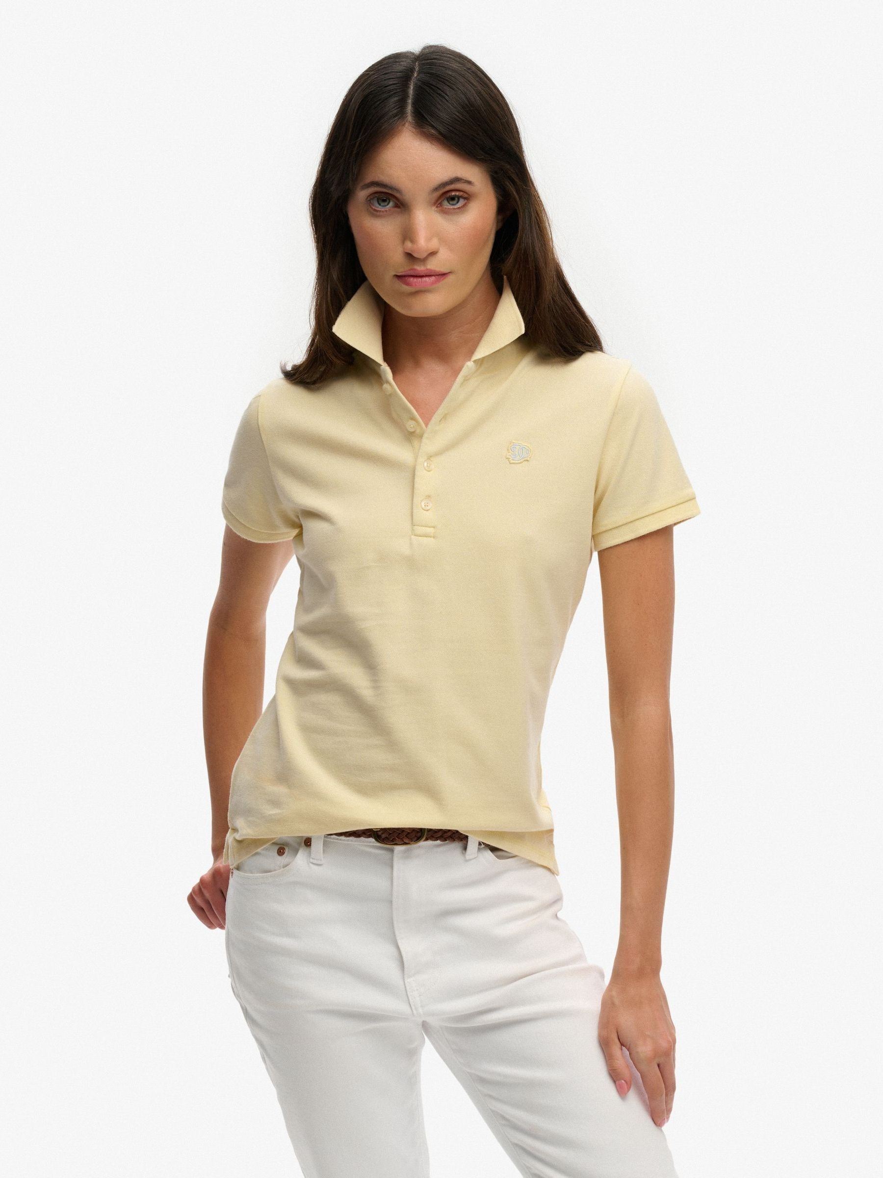 Superdry Women's Yellow Heritage Slim Fit Polo Shirt