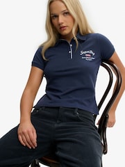 Superdry Blue Athletic Essential Graphic Polo Shirt - Image 3 of 7