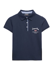 Superdry Blue Athletic Essential Graphic Polo Shirt - Image 6 of 7