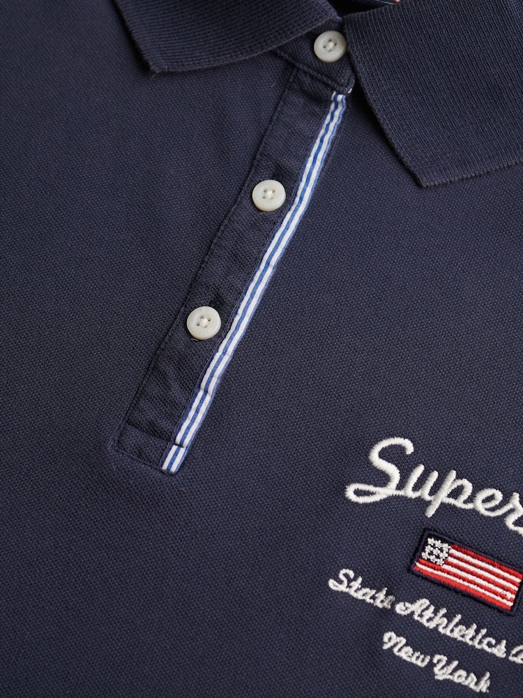 Superdry Blue Athletic Essential Graphic Polo Shirt - Image 7 of 7