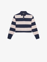 Superdry Pink/Navy Athletic Essential Cropped Stripe Rugby Shirt - Image 5 of 5
