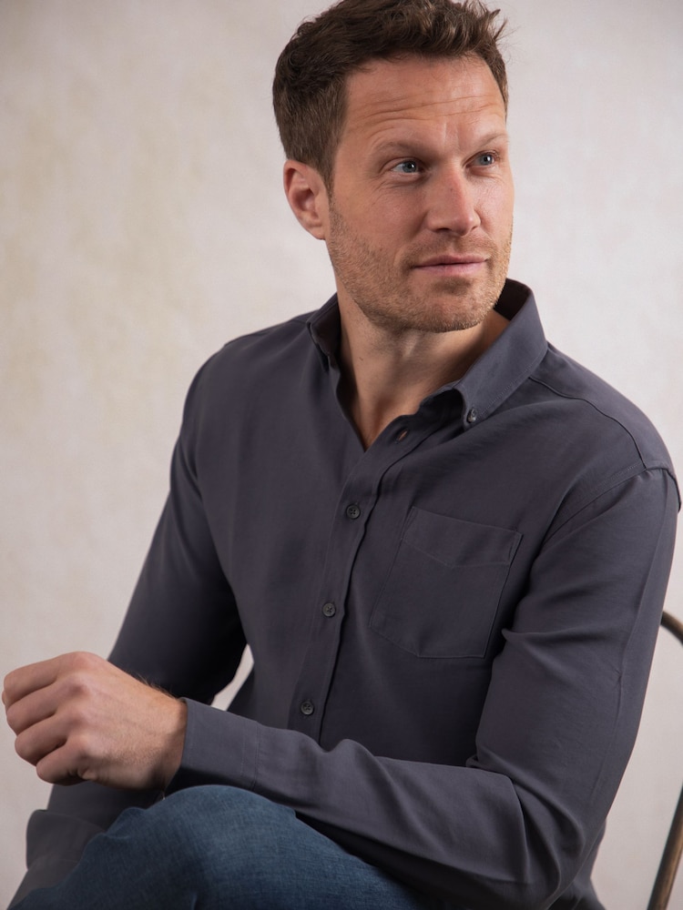 Lakeland Leather Grey Wastwater Cotton Shirt - Image 2 of 7