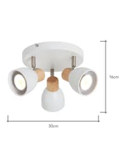 BHS White Oliver 3 Plate Light - Image 7 of 7