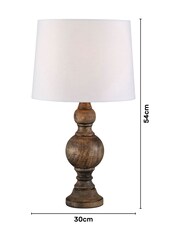BHS Grey Henlock Wooden Table Lamp with Shade - Image 4 of 6