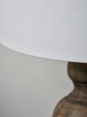 BHS Grey Henlock Wooden Table Lamp with Shade - Image 5 of 6