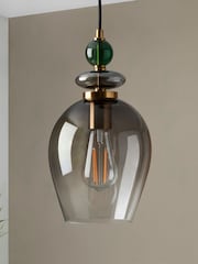 BHS Brass Green Seline 1 Pendant Light - Image 1 of 6