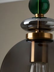 BHS Brass Green Seline 1 Pendant Light - Image 3 of 6