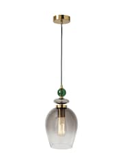 BHS Brass Green Seline 1 Pendant Light - Image 4 of 6