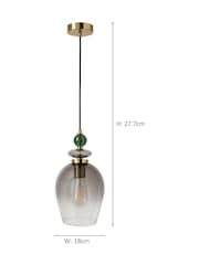 BHS Brass Green Seline 1 Pendant Light - Image 6 of 6
