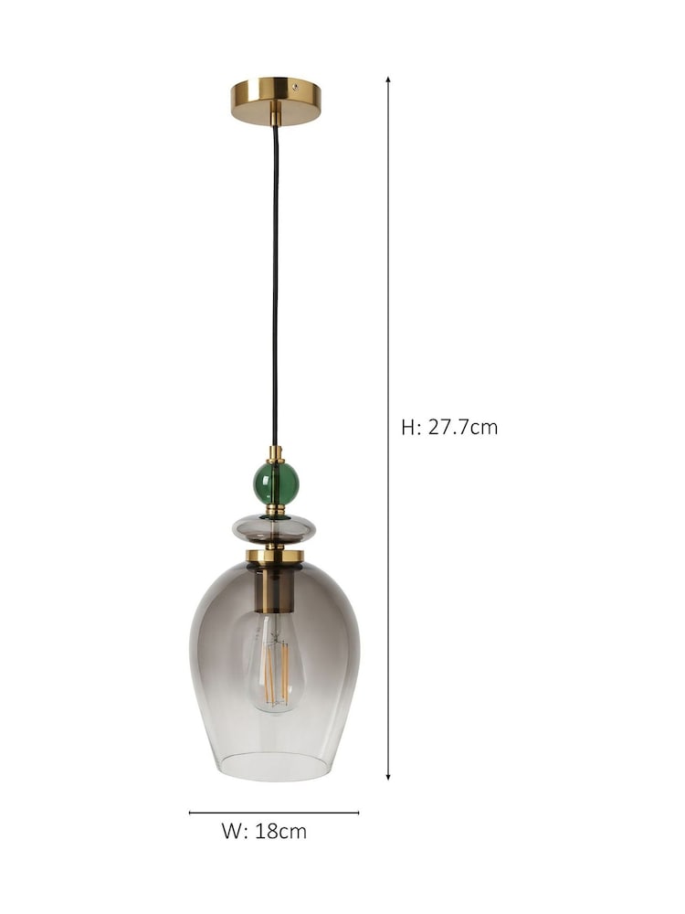 BHS Brass Green Seline 1 Pendant Light - Image 6 of 6 BHS Brass Green Seline 1 Pendant Light - Image 6 of 6
