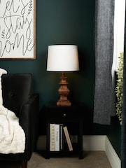 BHS Walnut Henlock Wooden Table Lamp with Shade - Image 2 of 5