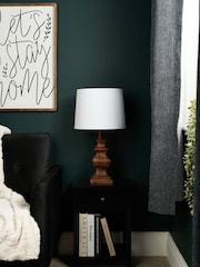 BHS Walnut Henlock Wooden Table Lamp with Shade - Image 3 of 5